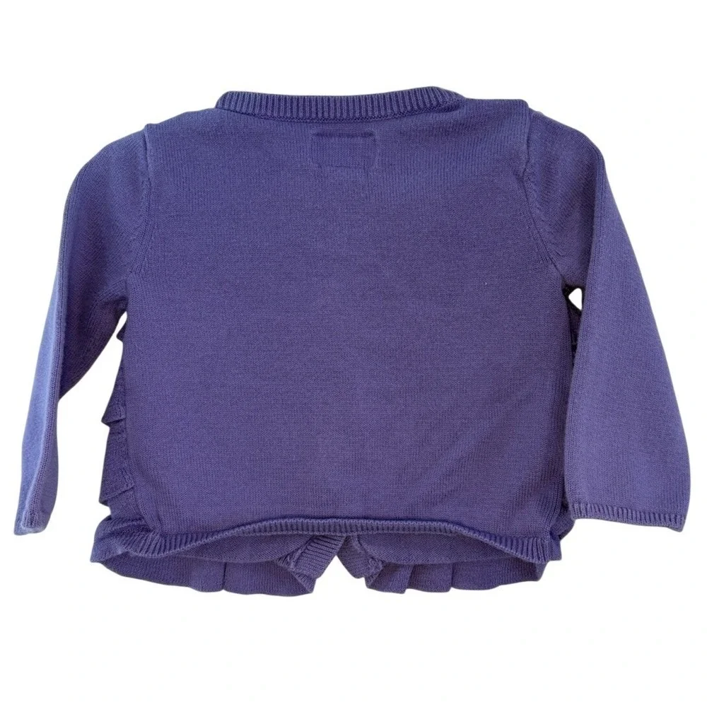 OshKosh B'gosh Baby Girls Purple Ruffle Cardigan Sweater 9 Months Cotton VTG Y2K - Picture 3 of 5